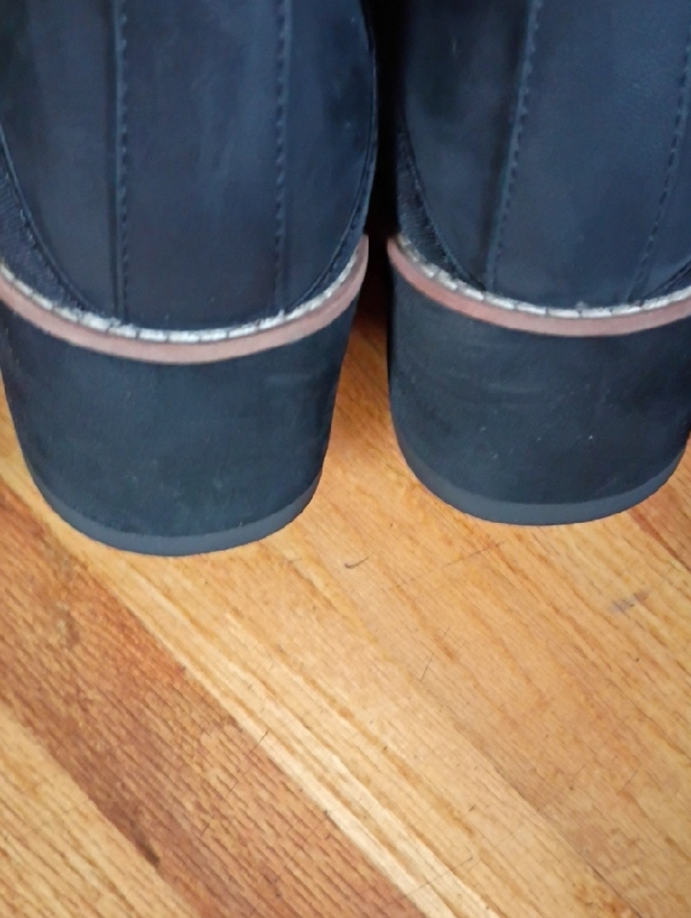 Eileen Fisher Black Leather Sude Wedge Booties Size 9 - Picture 8 of 9